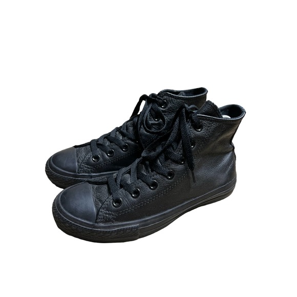 Converse Black Leather High Top Sneakers Unisex Men’s 5.5 Women’s 7.5